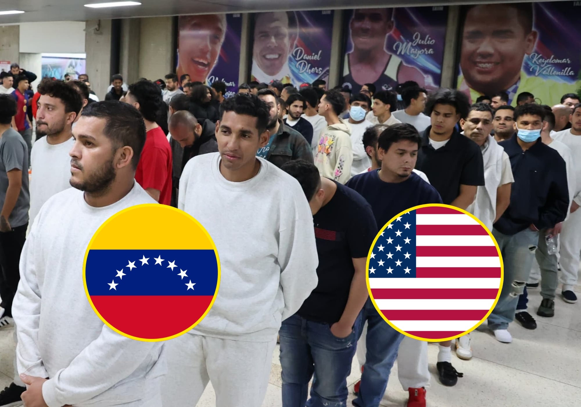 279 migrantes repatriados , entre ellos 14 niños, llegan a Venezuela desde Estados Unidos. Foto: EFE.