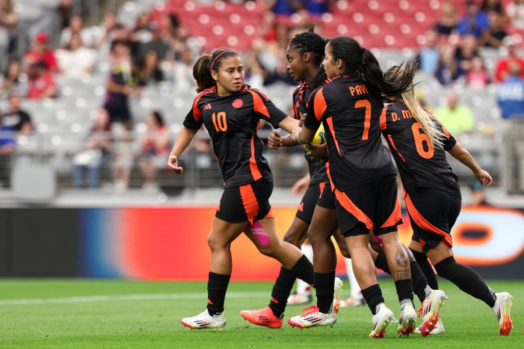 Leicy Santos, Linda Caicedo ,Manuela Pavi ,Daniela Montoya jugadoras de la Selección Colombia. Foto: Getty Images