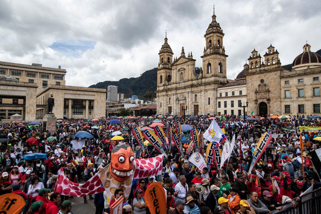 Imagen de referencia de protestas en Bogotá. Foto: Getty Images.