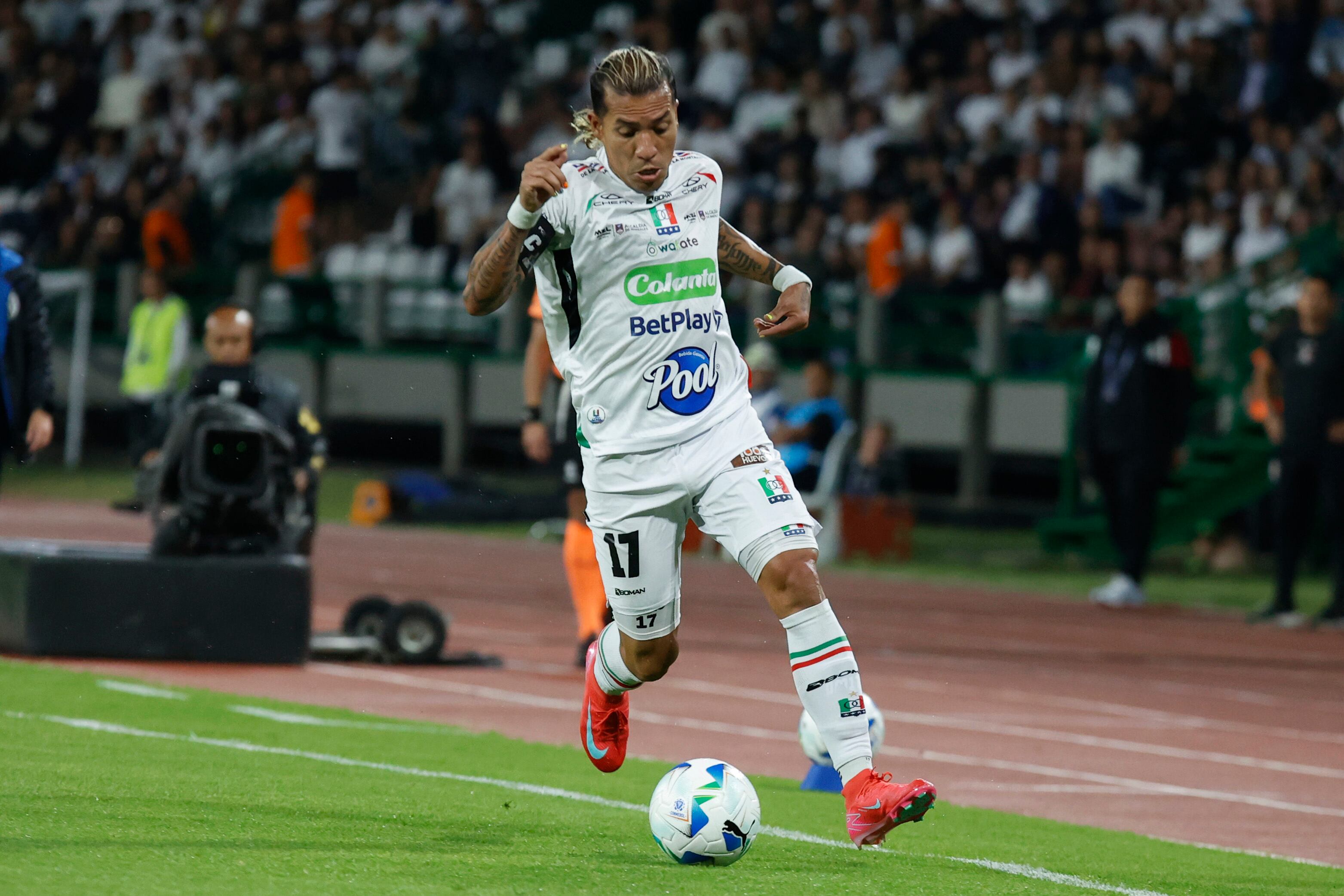 Dayro Moreno durante el partido ante Independiente del Valle en Manizales. FOTO: Jonh Jairo Bonilla/Getty Images