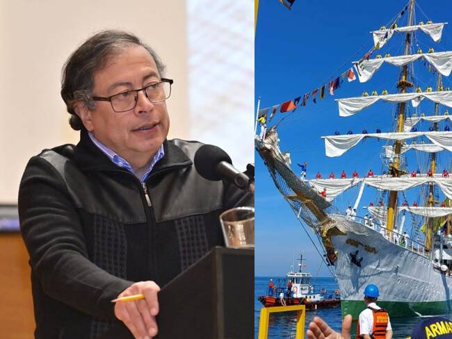 Gustavo Petro y Buque Gloria | Fotos: Presidencia y W Radio