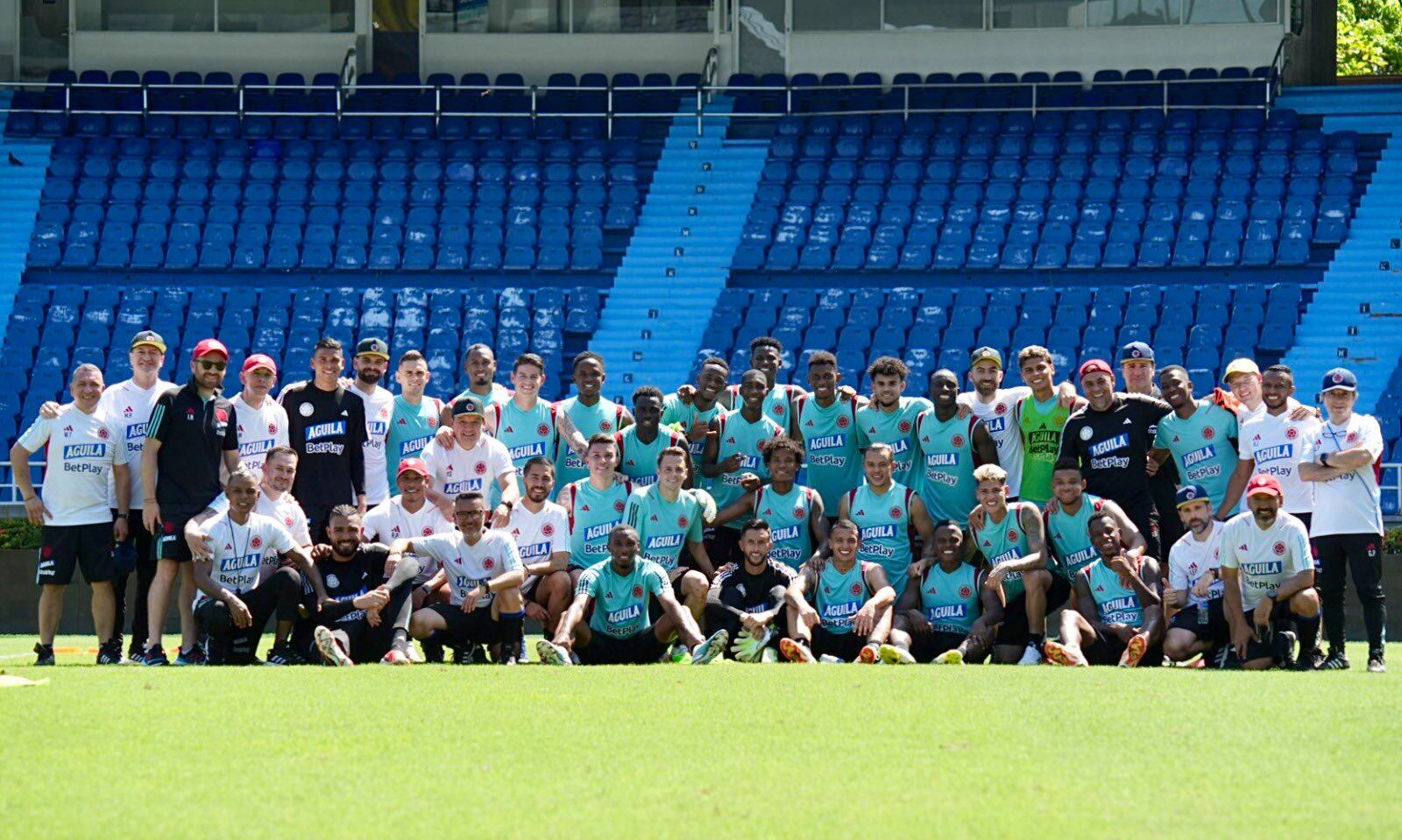 Selección Colombia en entrenamiento previo al partido contra Uruguay por Eliminatorias Sudamericanas. 11 de octubre 2023. Foto: Twitter Selección Colombia.