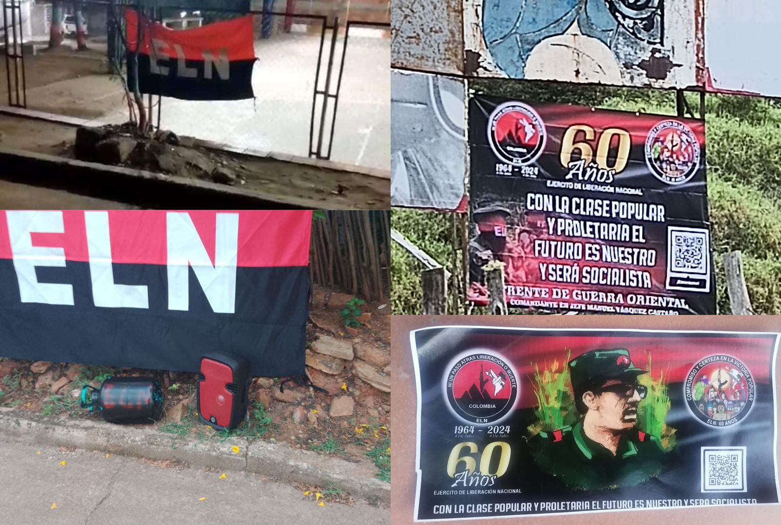 Publicidad del ELN instalada en Norte de Santander. Fotos: Cortesía comunidad.