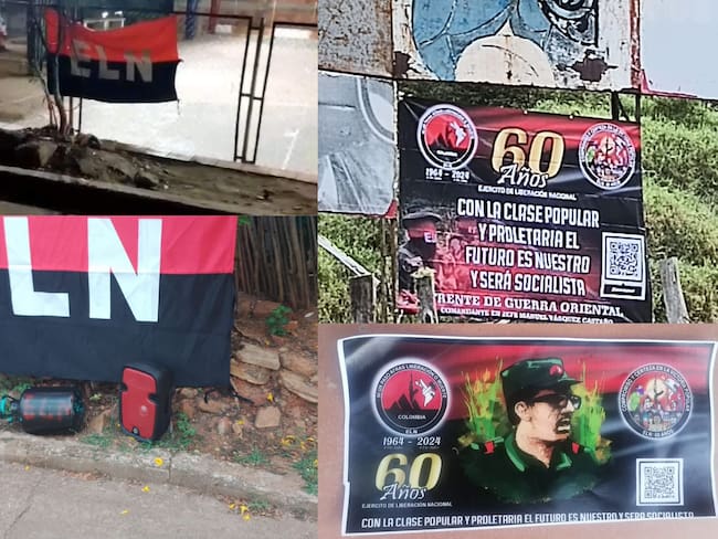 Publicidad del ELN instalada en Norte de Santander. Fotos: Cortesía comunidad.