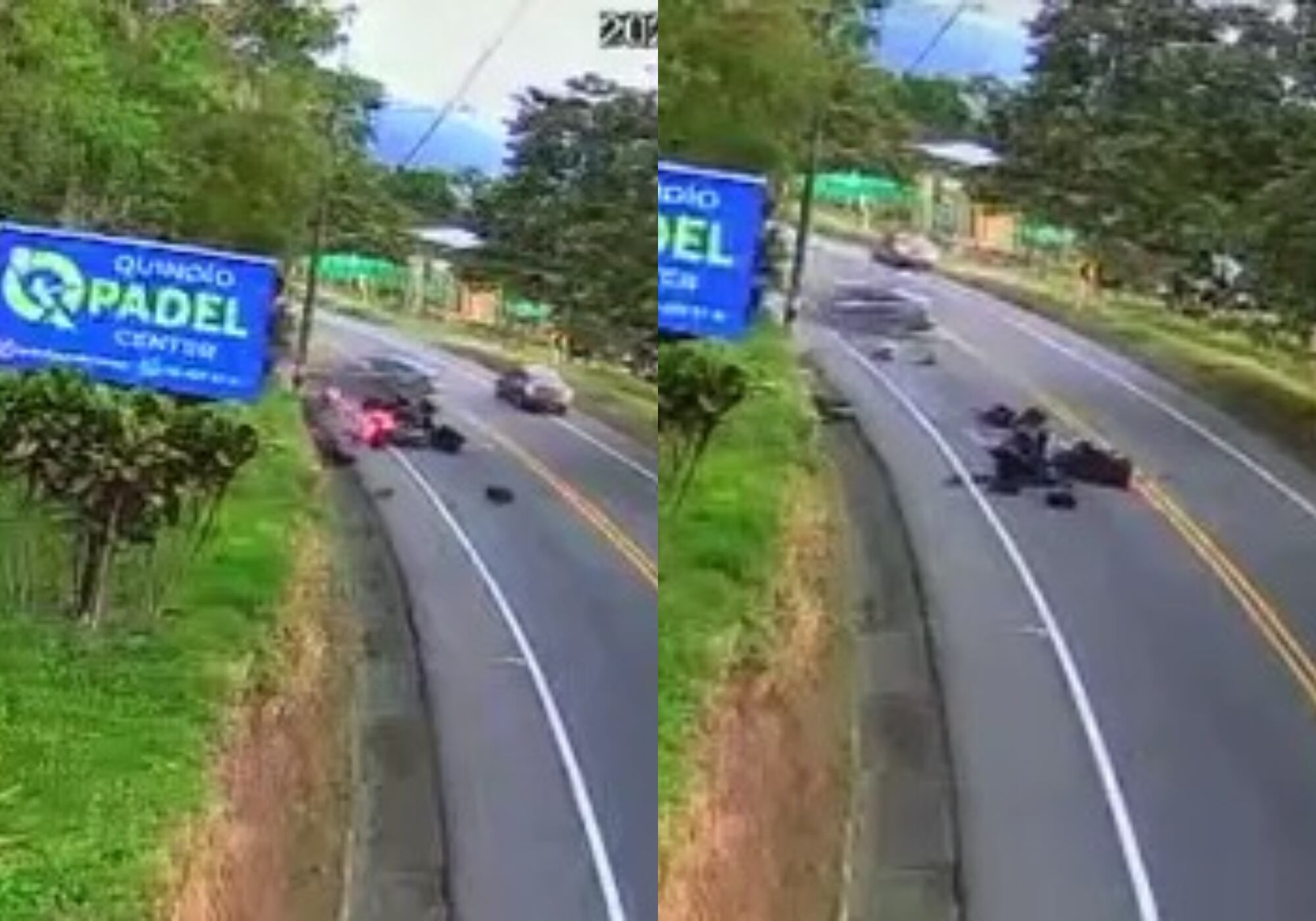 Pareja de motociclistas en estado crítico tras ser atropellados en la vía Armenia-Calarcá