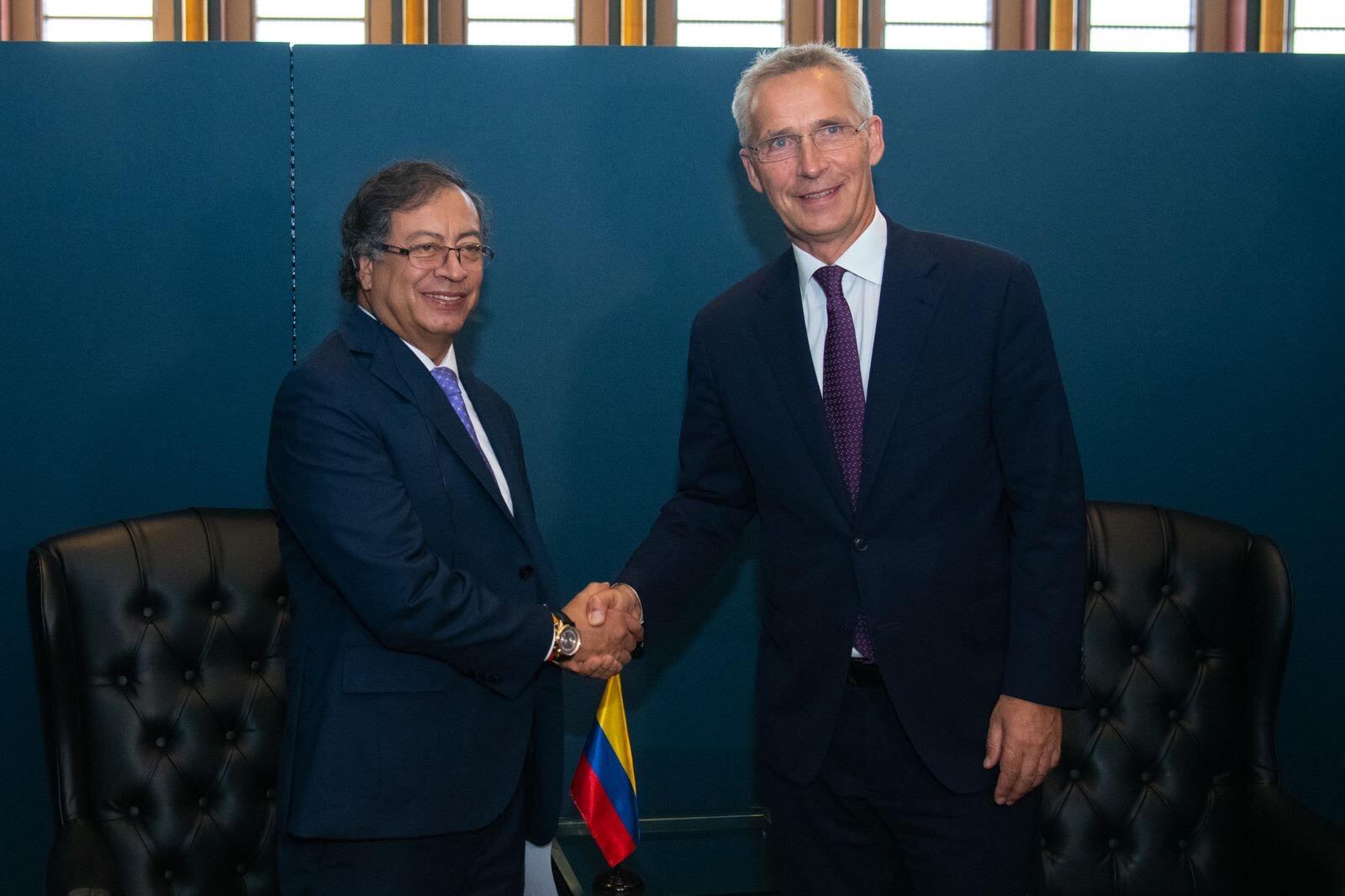 Gustavo Petro y Jens Stoltenberg. Foto: Presidencia