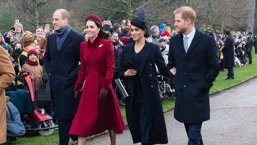 Príncipe William, duque de Cambridge, Catherine, duquesa de Cambridge, Meghan, duquesa de Sussex y el príncipe Harry. Foto: Getty Images