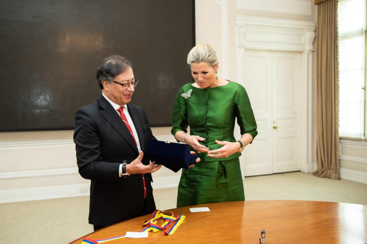 Presidente Gustavo Petro y la reina Máxima de Países Bajos. Foto: Presidencia.