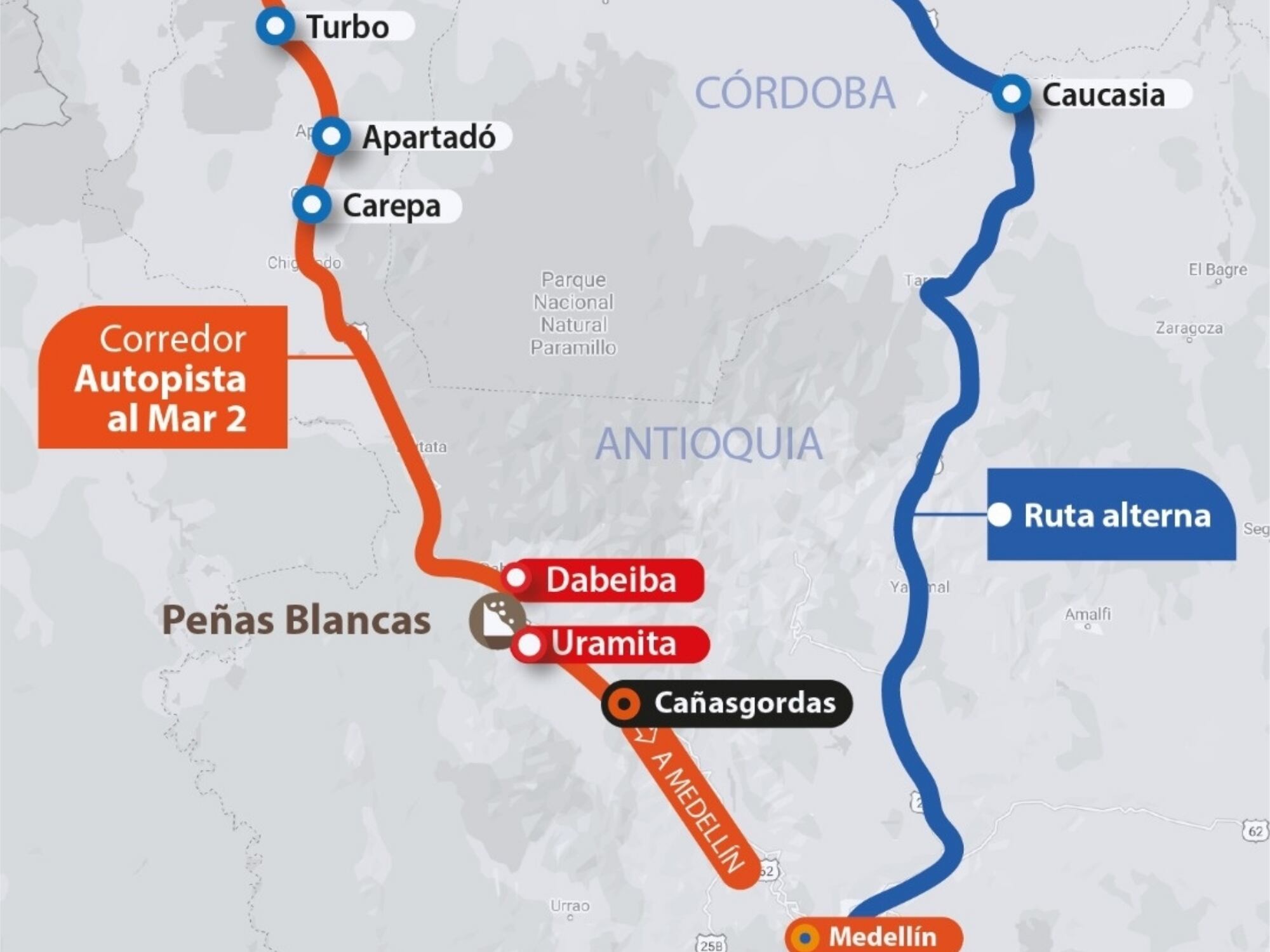 Cierre en la vía que comunica Medellín con el Urabá Antioqueño