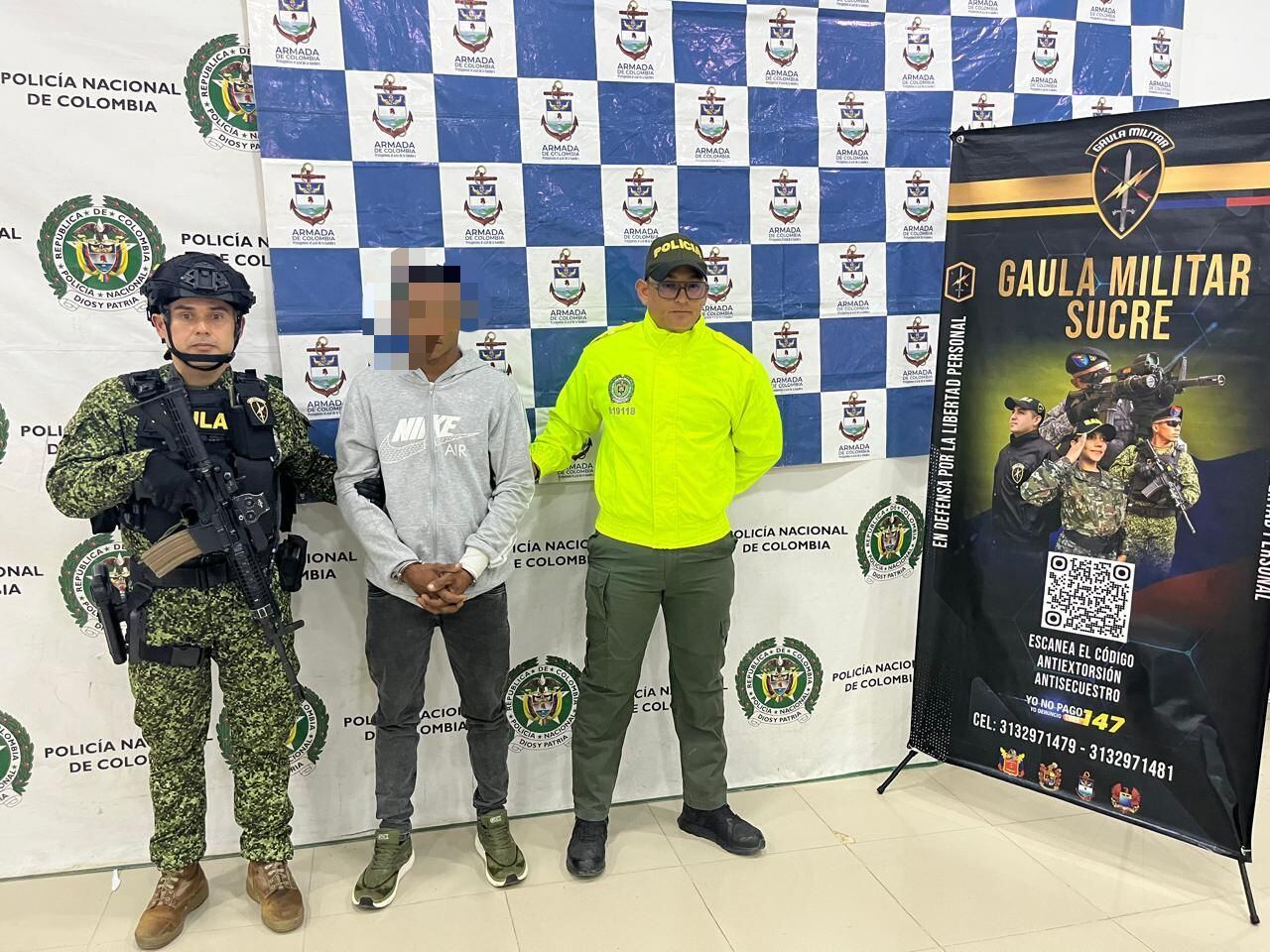 Capturan a alias ‘Santucho’, presunto sicario del Clan del Golfo con injerencia en San Antero, Córdoba. Foto: cortesía Armada de Colombia.