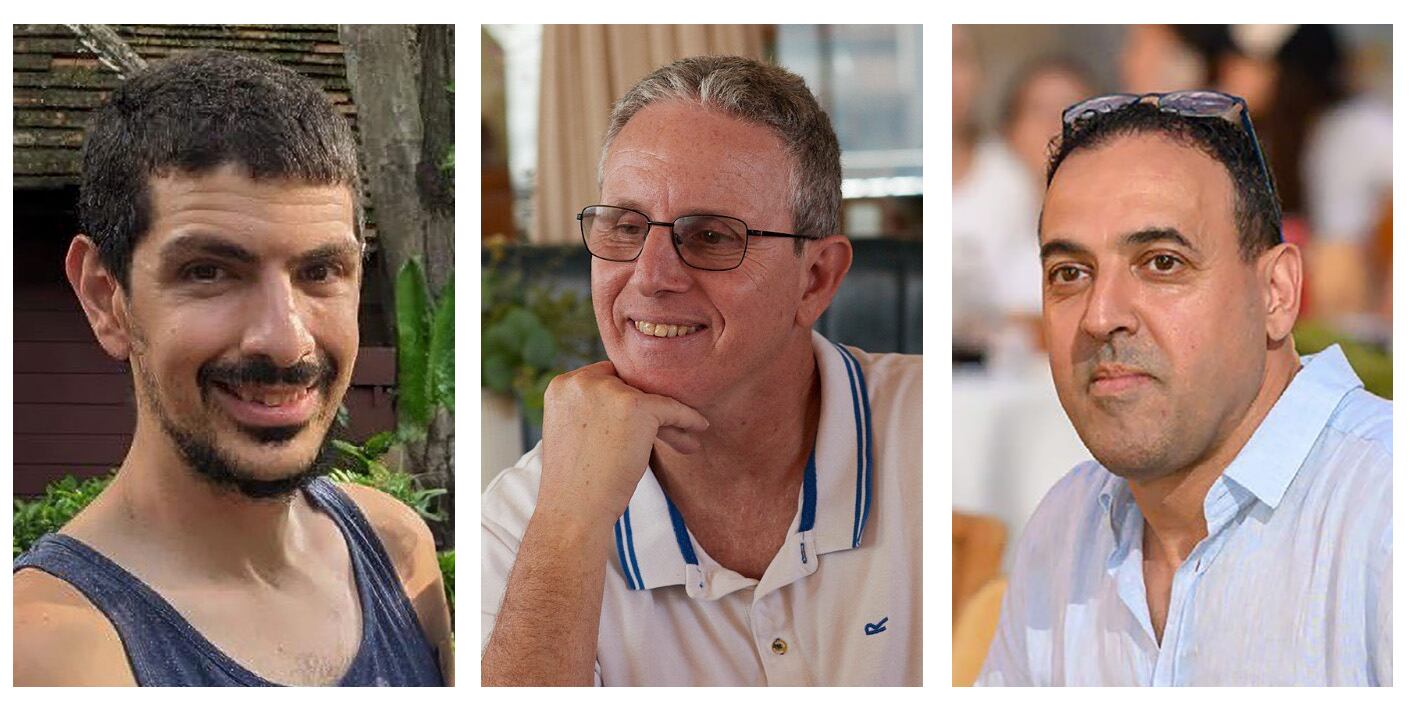 Combo de imágenes de los germanoisraelí que serán liberados. FOTO: EFE/Foro de familiares y desaparecidos