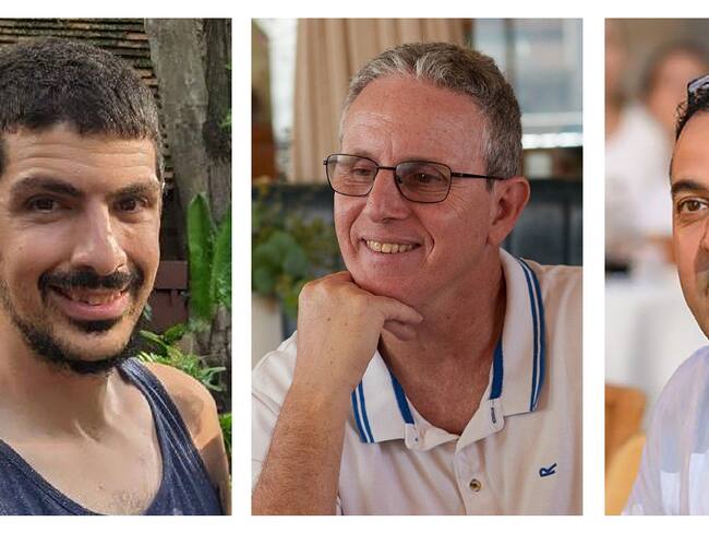 Combo de imágenes de los germanoisraelí que serán liberados. FOTO: EFE/Foro de familiares y desaparecidos