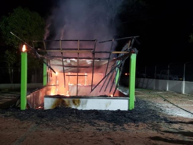 Incendian fábrica de almidón de candidato a la Alcaldía de Puerto Libertador. Foto: Policía Nacional