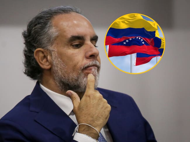 Armando Benedetti y banderas de Colomb ia y Venezuela. Fotos: (Colprensa - Cristian Bayona) / Getty Images