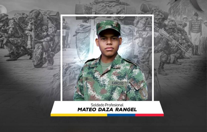Soldado profesional Mateo Daza Rangel. Foto: cortesía Ejército Nacional.