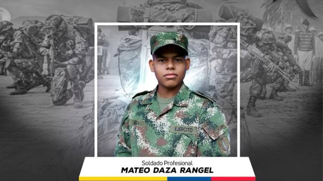 Soldado profesional Mateo Daza Rangel. Foto: cortesía Ejército Nacional.