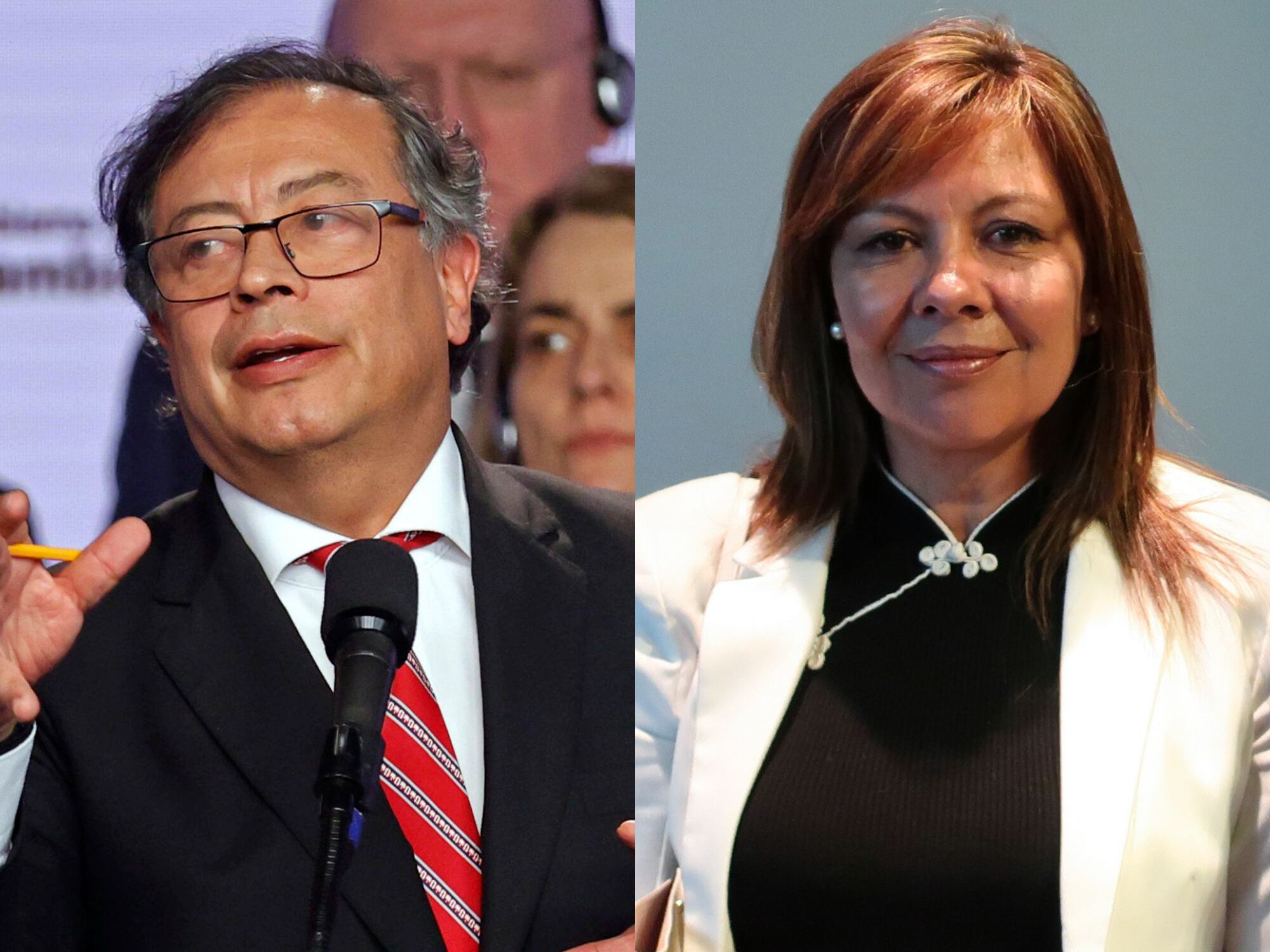 Gustavo Petro, presidente de Colombia y Luz Adriana Camargo, fiscal general de la Nación. Fotos: EFE.