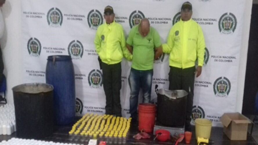 Policía de Montería desmantela laboratorio clandestino. Foto: Cortesía Policía metropolitana de Montería