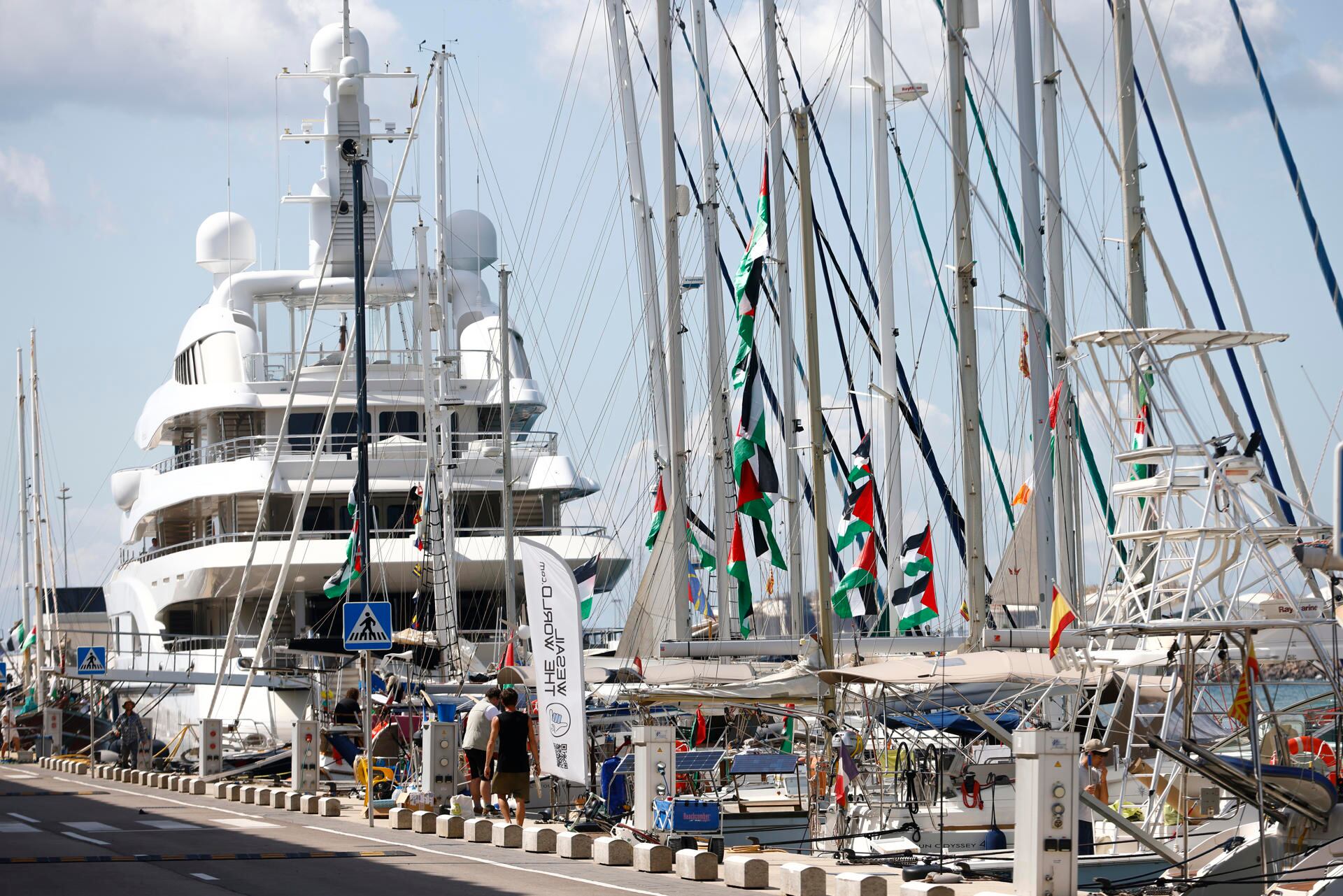 La flotilla a Gaza y la oposición solicitan protección a Meloni ante las amenazas israelíes. Foto: EFE/ Quique García
