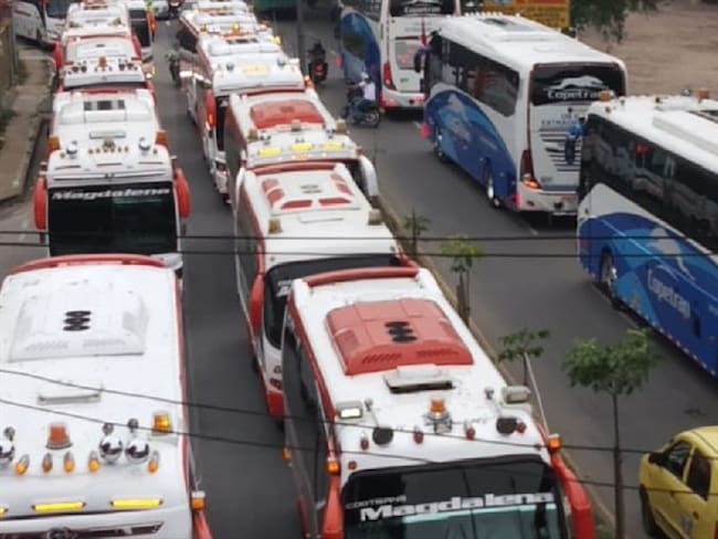 Protesta de transporte intermunicipal. Foto: Suministrada.