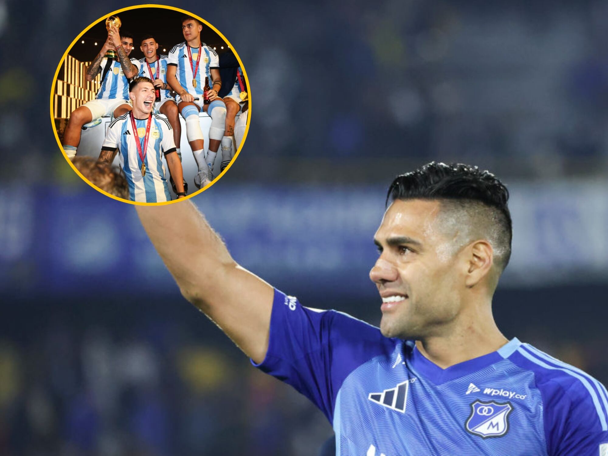 Lisandro Martínez, argentino campeón del Mundo en Qatar 2022, habló sobre Radamel Falcao. Fotos: Getty Images.