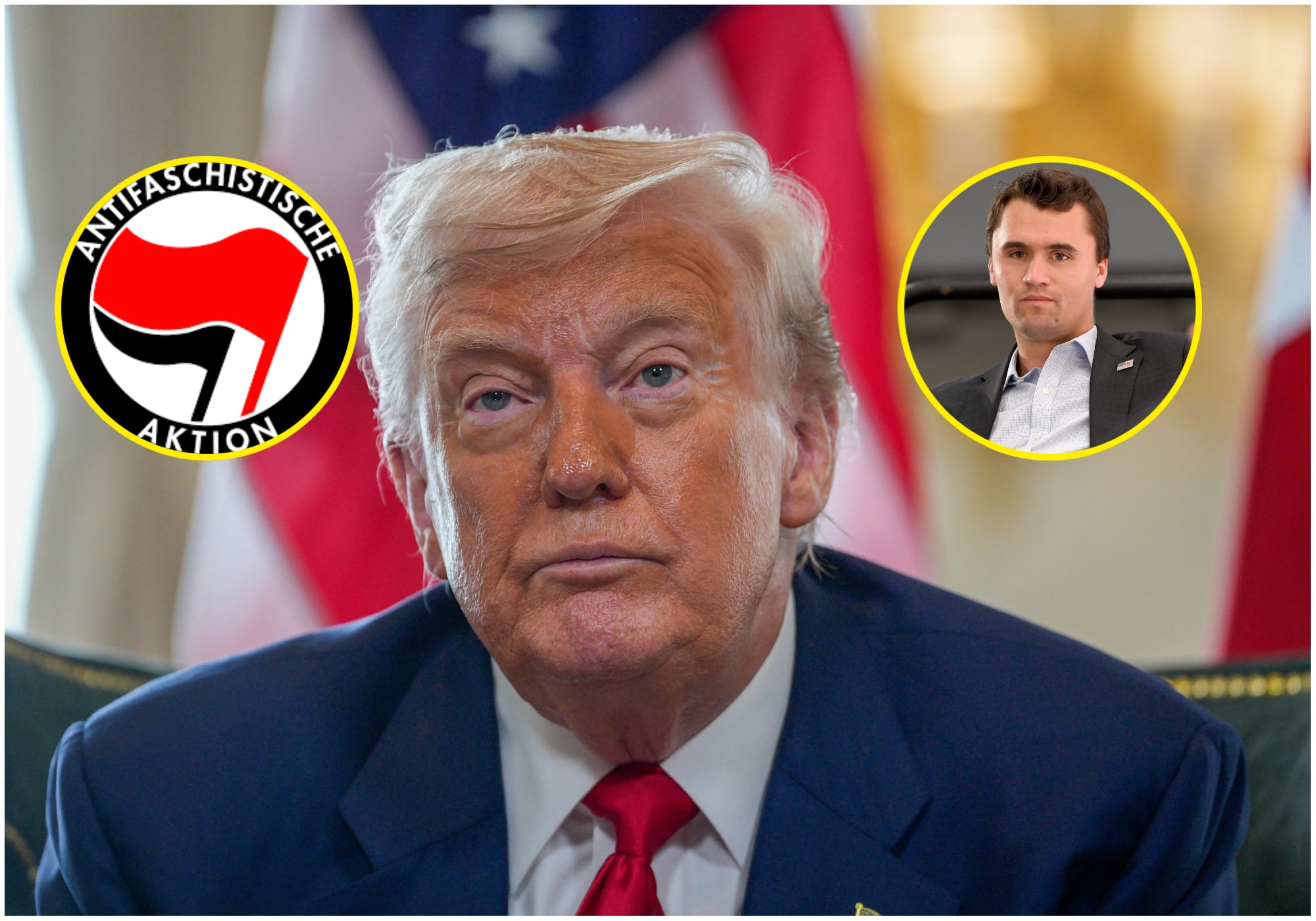Donald Trump no descarta declarar a Antifa como organización terrorista tras el asesinato de Kirk. Foto: Getty Images.