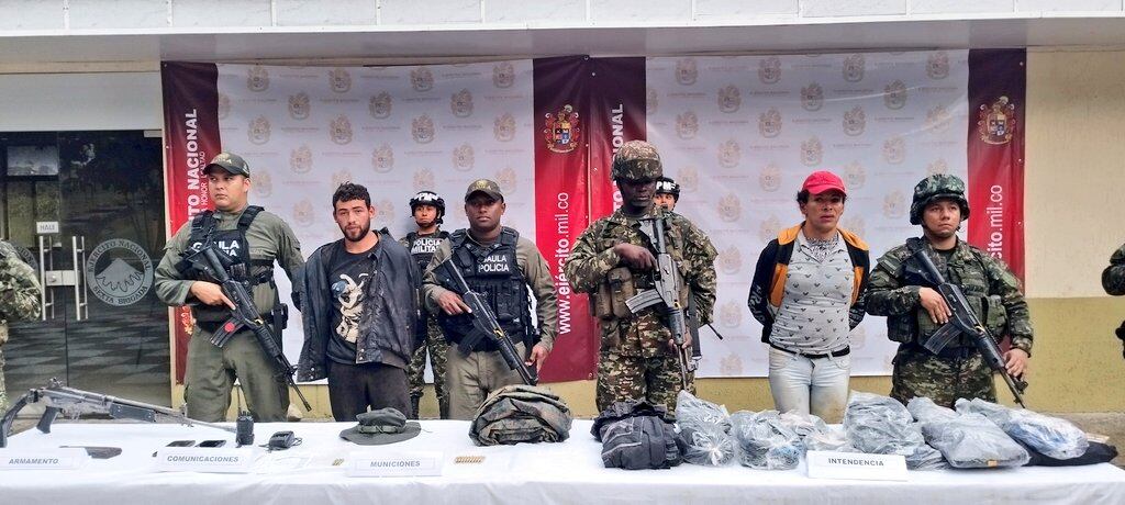 Captura de extorsionistas en Tolima. Foto: Ejército Nacional