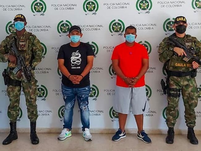 Capturados ‘Diablo’ y Juanchito’ del grupo delincuencial &#039;Los Puntileros&#039;. Foto: Ejército Nacional