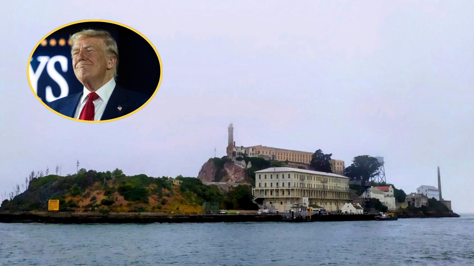 Prisión de alcatraz. Foto: Getty Images. — Donald Trump. Foto: JIM WATSON/AFP via Getty Images.