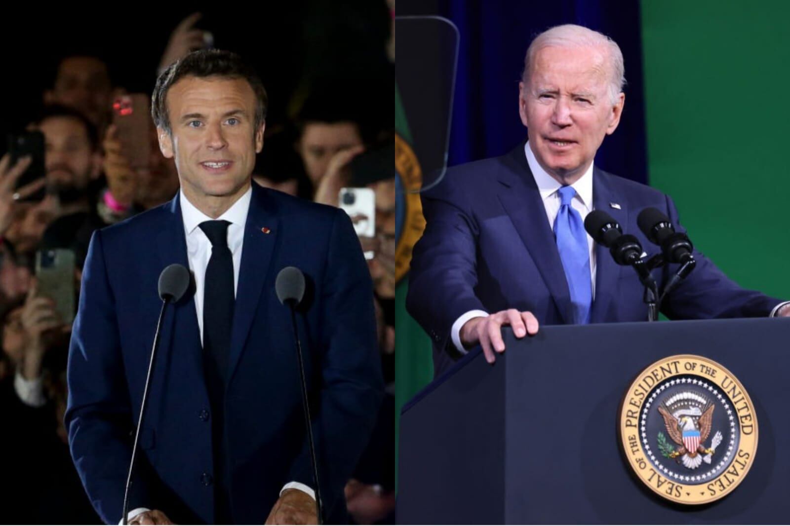Emmanuel Macron y Joe Biden. Foto: Getty Images