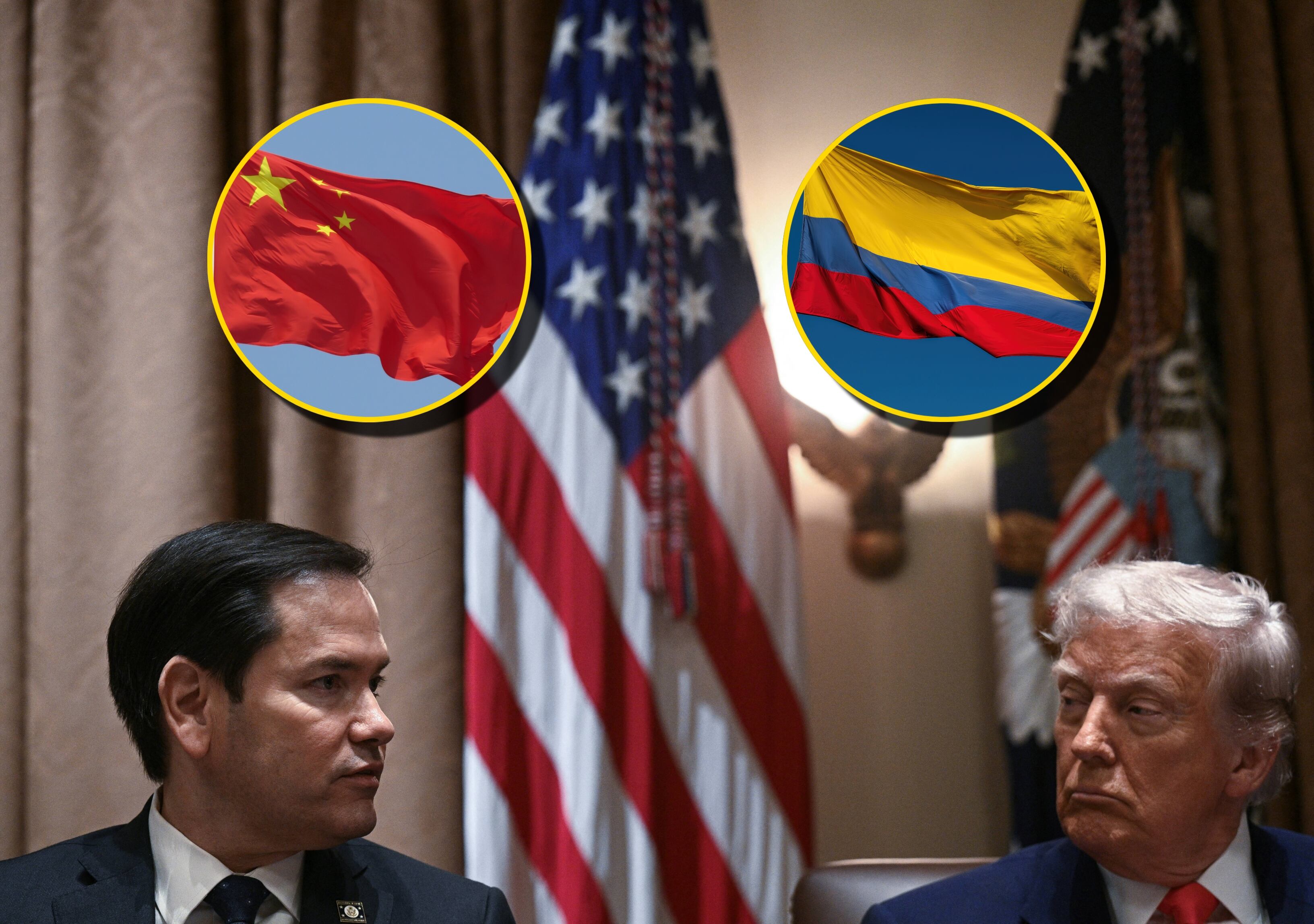Referencia de Departamento de Estado de EE.UU. (Trump y Rubio). Foto: BRENDAN SMIALOWSKI/AFP/ Simón McGill/ Jordan McAlister vía Getty Images.