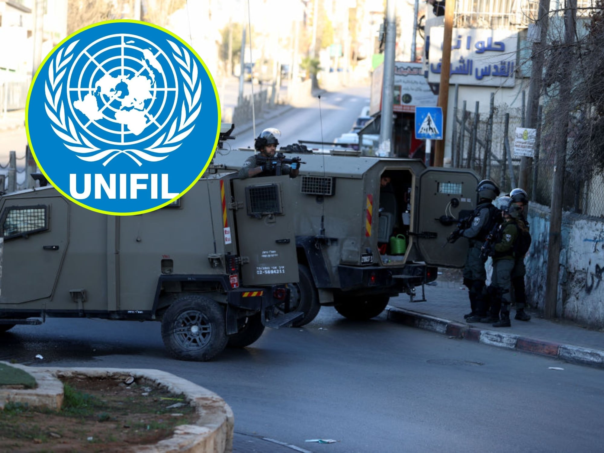 Logo de UNIFIL o FINUL. I Foto: United Nations Interim Force in Lebanon (UNIFIL). Ejército israelí. I Foto: Getty Images.
