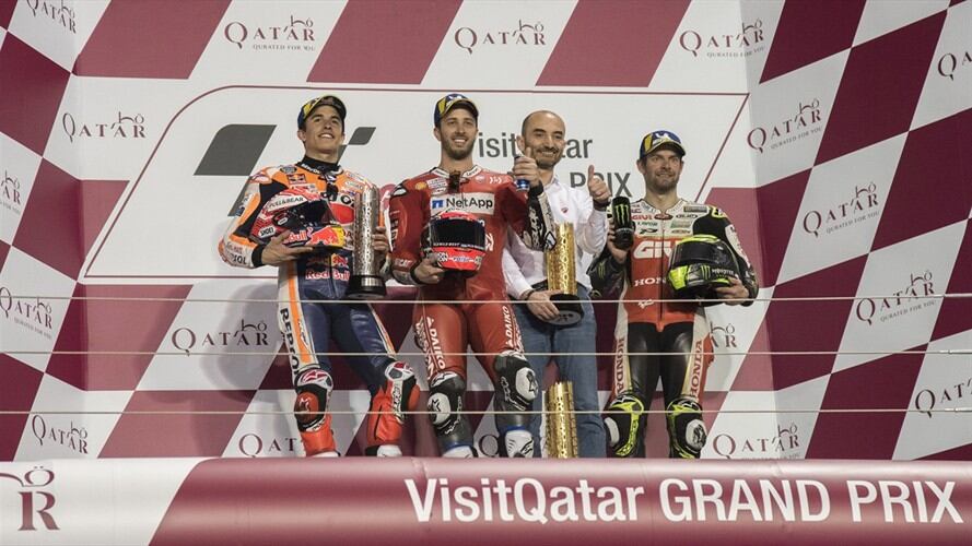 Andrea Dovizioso, Marc Márquez y Cal Crutchlow. . Foto: Getty Images