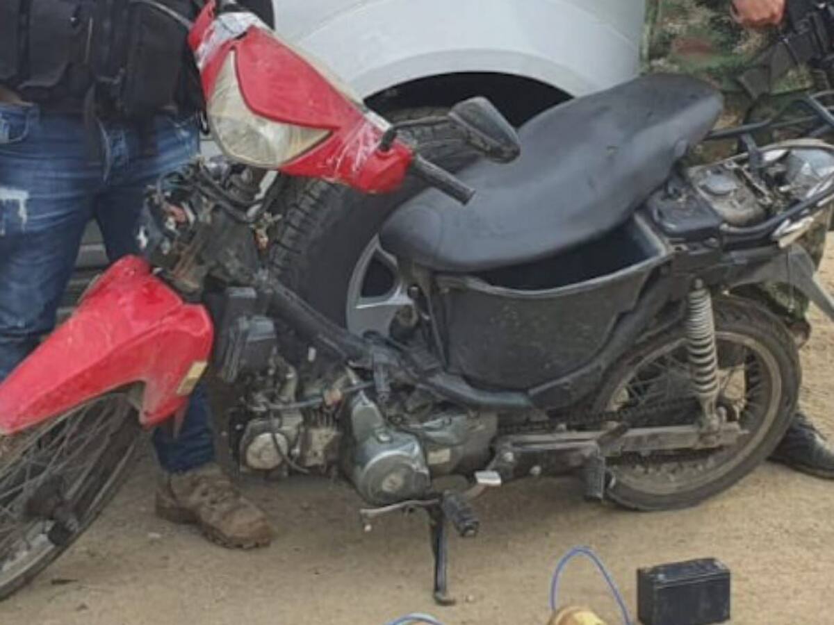 Desactivan una moto bomba en el norte del Cauca