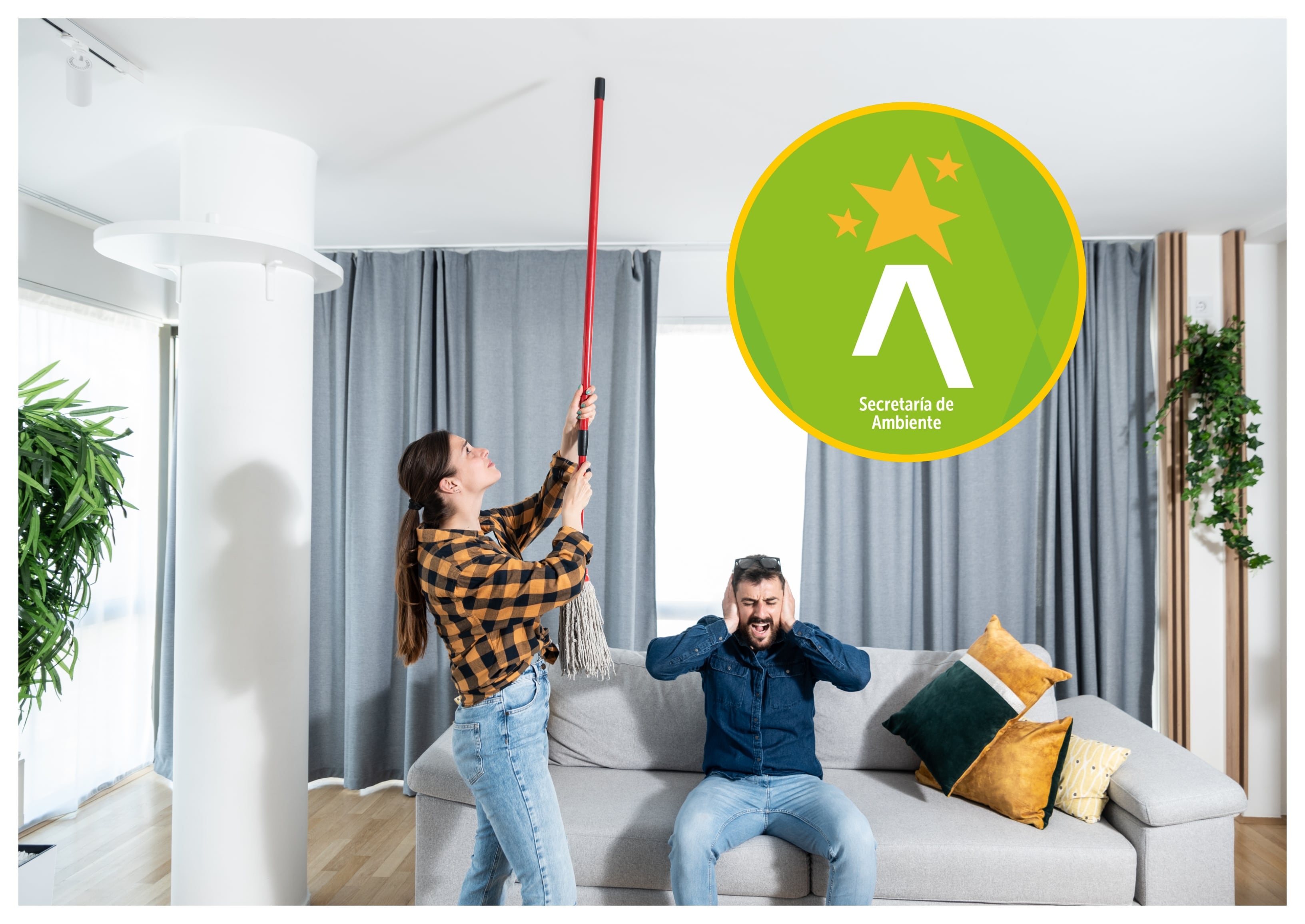 Referencia de exceso de ruido y MinAmbiente Distrital. Foto: Srdjanns74 vía Getty Images y Secretaría de Ambiente Distrital.