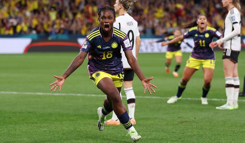 Linda Caicedo celebra el gol marcado ante Alemania (Photo by Cameron Spencer/Getty Images)