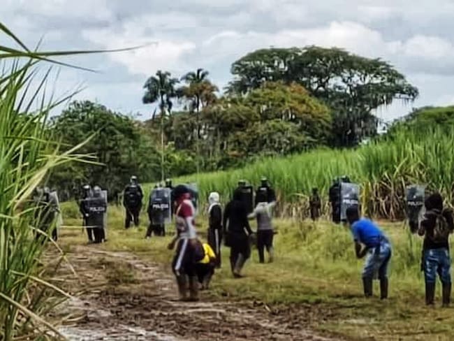 En los hechos hubo intervención de la Policía, no se registraron capturas ni lesionados. Crédito: Red de Apoyo Cauca.