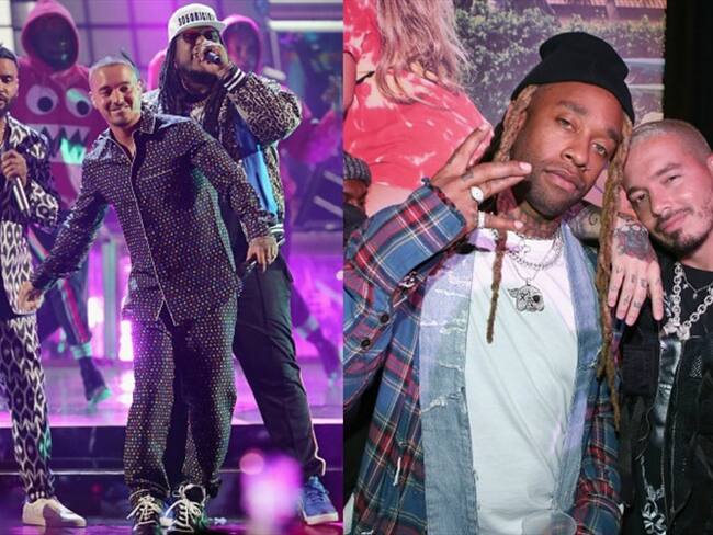 (Izq) Zion, J Balvin y Lennox. (Der) Ty Dolla $ign y J Balvin. Foto: Getty Images