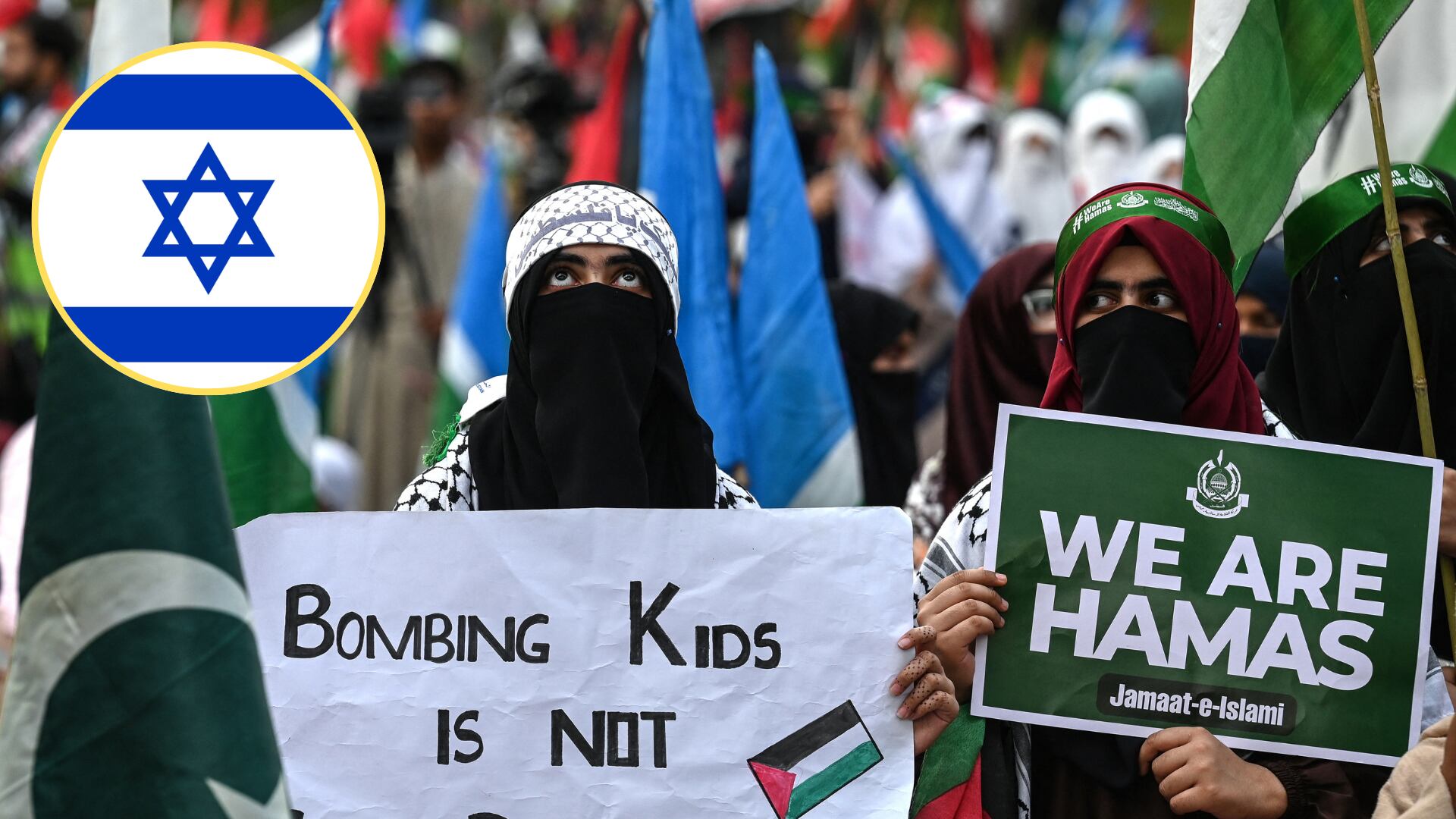 Personas en apoyo a Hamás. Foto: AAMIR QURESHI/AFP via Getty Images.