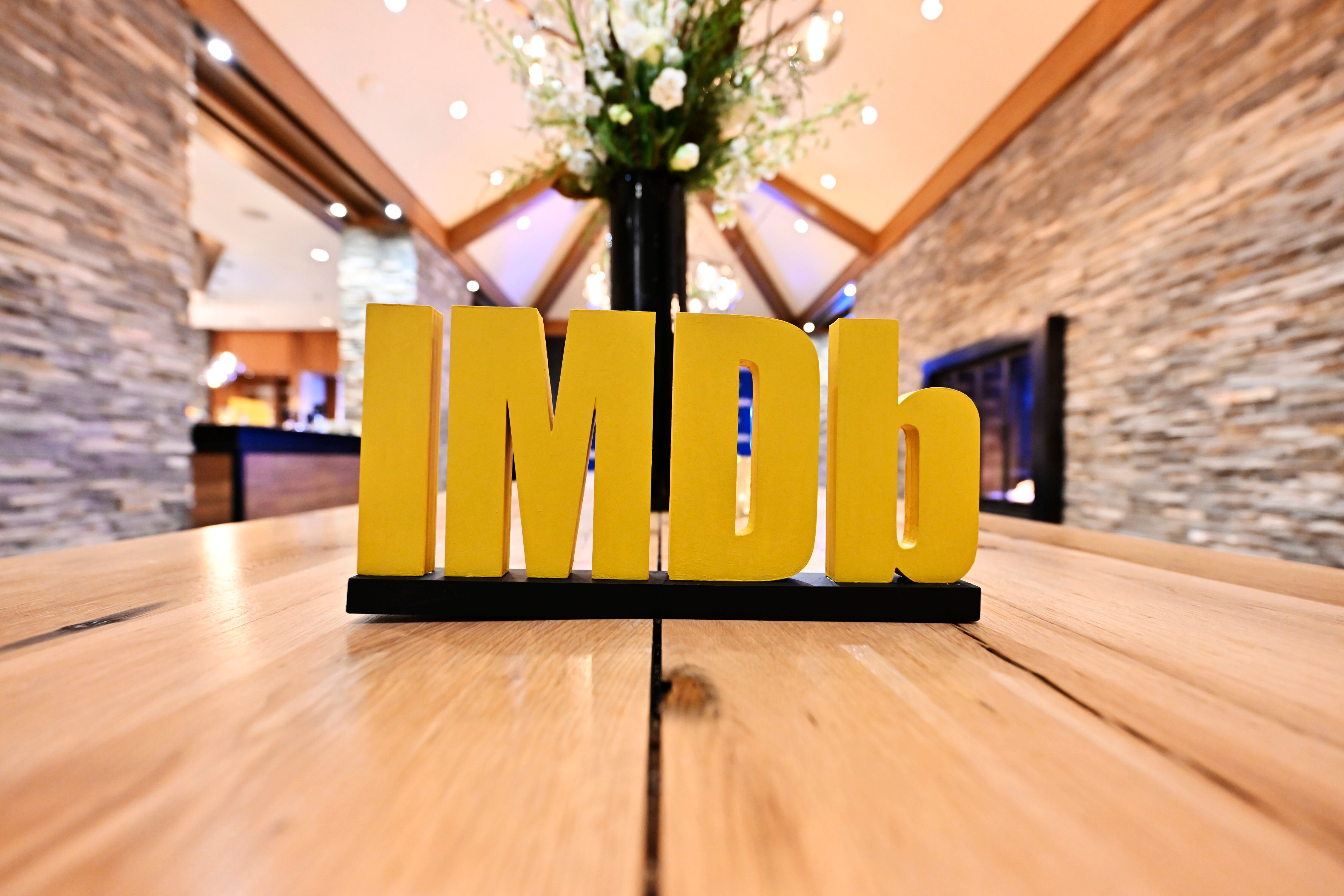 Una vista del logo de IMDb durante la Cena Fiesta del 35 Aniversario de IMDb e IMDbPro en RIME en The St. Regis Deer Valley el 27 de enero de 2025 en Park City, Utah.  (David Becker/Getty Images para IMDb)