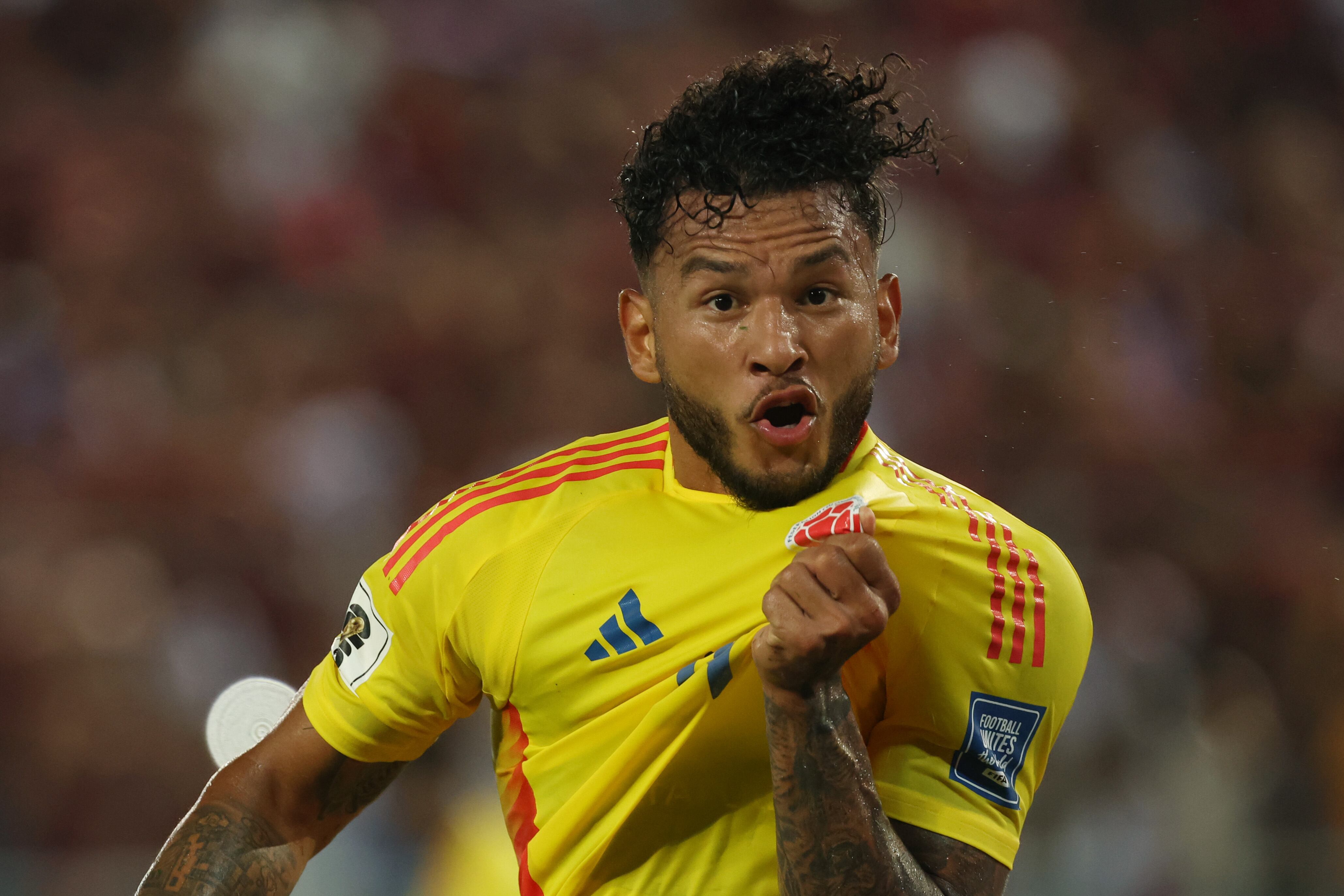 Luis Suarez celebra su gol ante Venezuela. FOTO: Edilzon Gamez/Getty Images