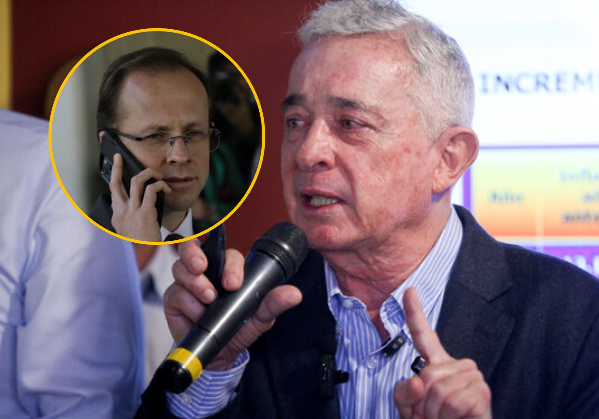 Andrés Felipe Airas y Álvaro Uribe. Foto: (Colprensa - Camila Díaz) / (Colprensa - Lina Gasca)