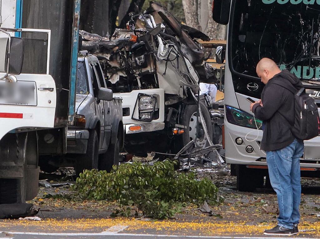 Atentado con carro-bomba en Cali. Foto: (Photo by IUSEF SAMIR ROJAS/AFP via Getty Images)