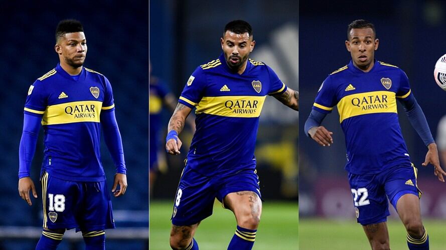 Jugadores colombianos en Boca Juniors Frank Fabra, Edwin Cardona y Sebastián Villa. Foto: Marcelo Endelli/Getty Images - Juan Mabromata-Pool/Getty Images