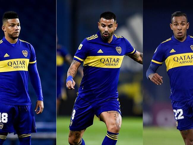 Jugadores colombianos en Boca Juniors Frank Fabra, Edwin Cardona y Sebastián Villa. Foto: Marcelo Endelli/Getty Images - Juan Mabromata-Pool/Getty Images