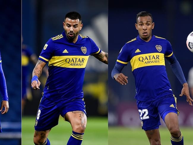 Jugadores colombianos en Boca Juniors Frank Fabra, Edwin Cardona y Sebastián Villa. Foto: Marcelo Endelli/Getty Images - Juan Mabromata-Pool/Getty Images