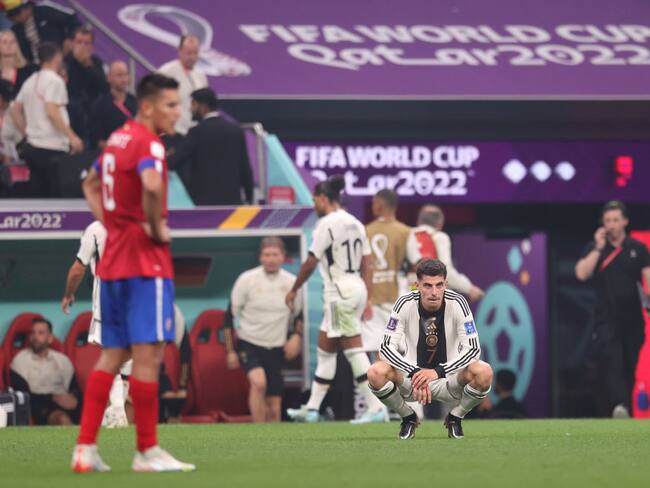 AL KHOR, QATAR - DECEMBER 01: Kai Havertz of Germany looks dejected after their sides' elimination from the tournament during the FIFA World Cup Qatar 2022 Group E match between Costa Rica and Germany at Al Bayt Stadium on December 01, 2022 in Al Khor, Qatar. (Photo by Alex Pantling/Getty Images)