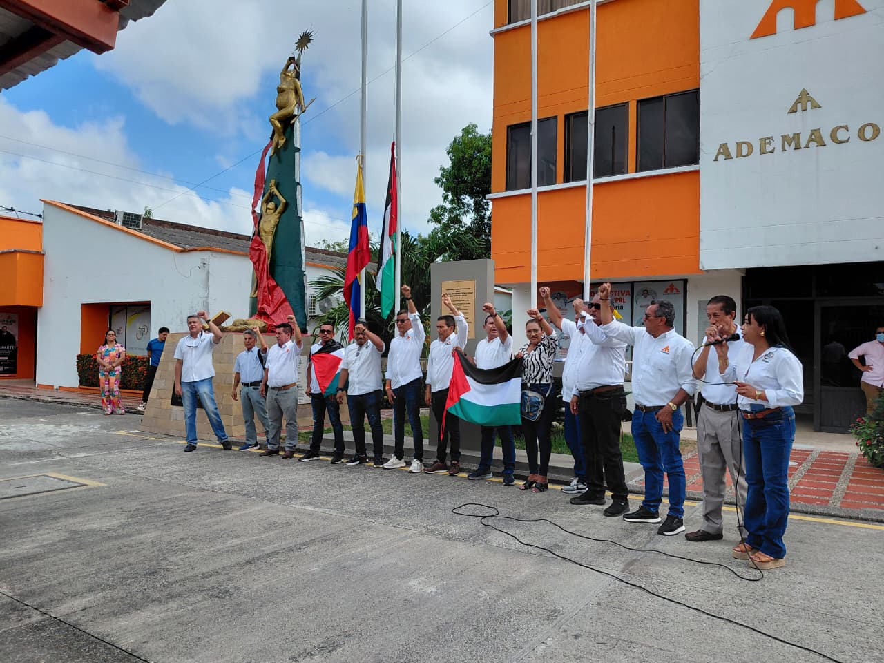 Organizaciones sindicales realizaron plantón en solidaridad con Palestina en Montería. Foto: Claudia Hernández/La W.