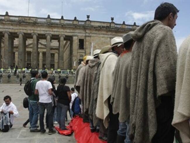 Manifestantes de Boyacá en la plaza de Bolívar. Foto: Colprensa.