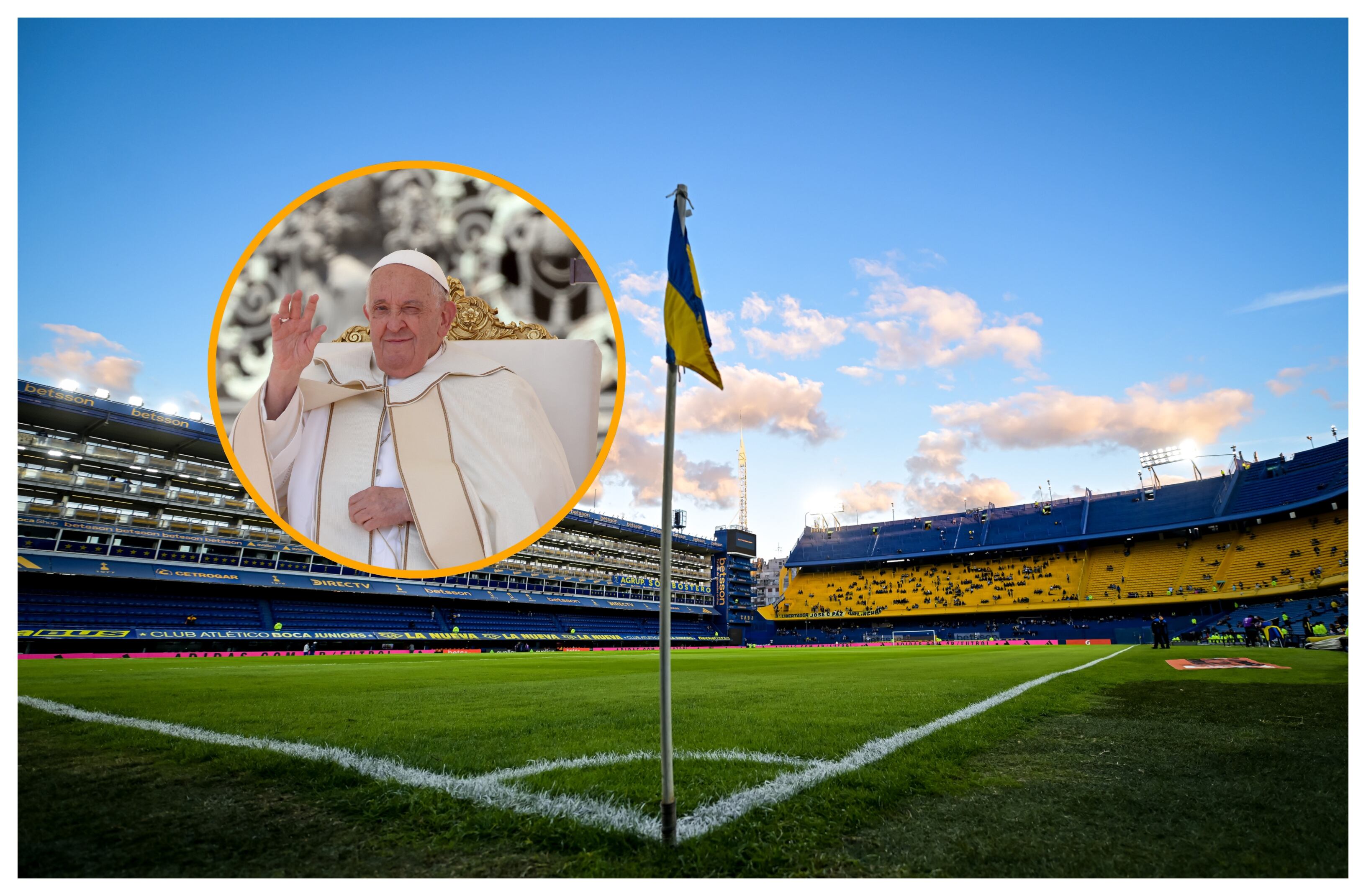 La Bombonera y papa Francisco. Foto: Franco Origlia y Marcelo Endelli/Getty Images.